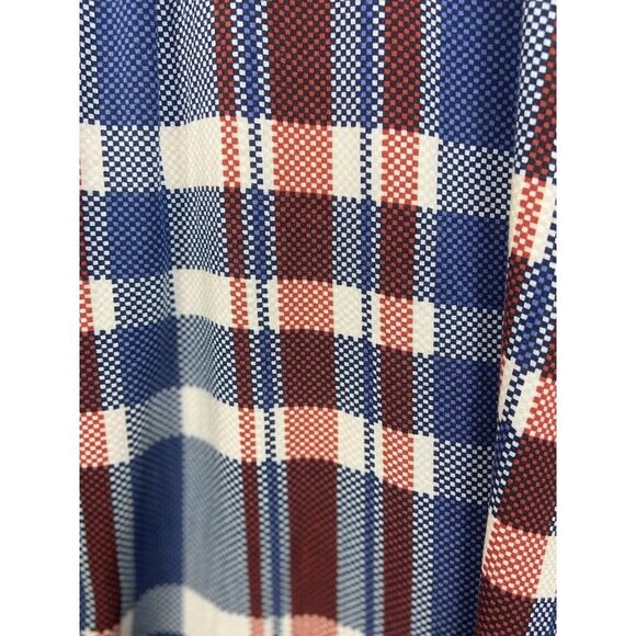 Tribal plaid 100% Viscose  multicolor button up long sleeve blouse women's  2XL - Picture 6 of 8